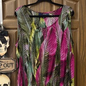 Multi Colored Feather Sleeveless Maxi Dress
